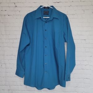 BOGO 🌷 Stafford "the super shirt" men's dress shirt button-down teal 16½, 34-35